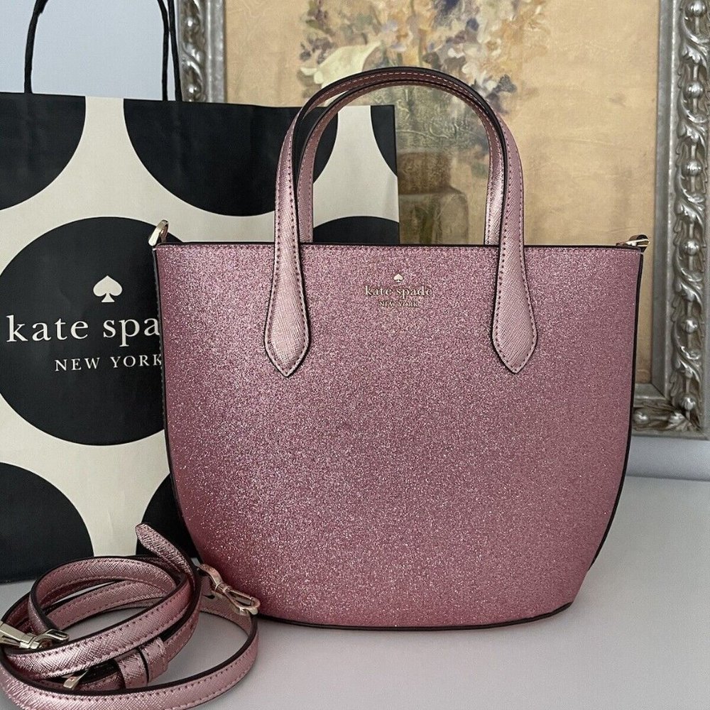 NWT Kate Spade Glitter Glimmer Satchel Crossbody Bag In Mitten Pink
